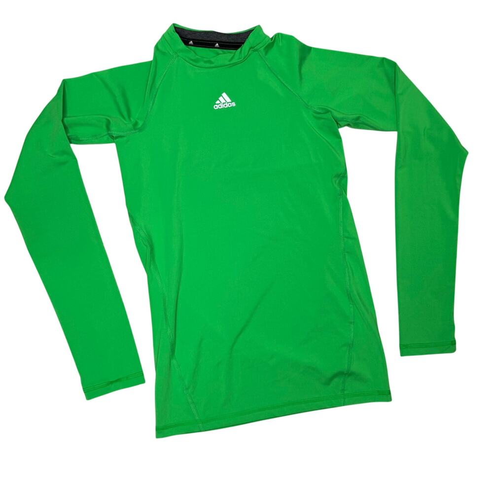 Adidas Compression Long Sleeve Green Shirt Boys| L 14/16